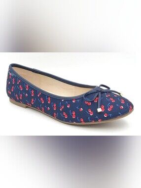 Charter Club Navy Ballet Flats with Red Cherry Print